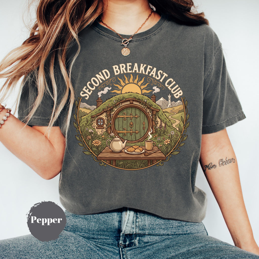 Second Breakfast Club Tee Ring Inspired Book Lover Hobbitcore Bookish Merch Dark Lord (1)
