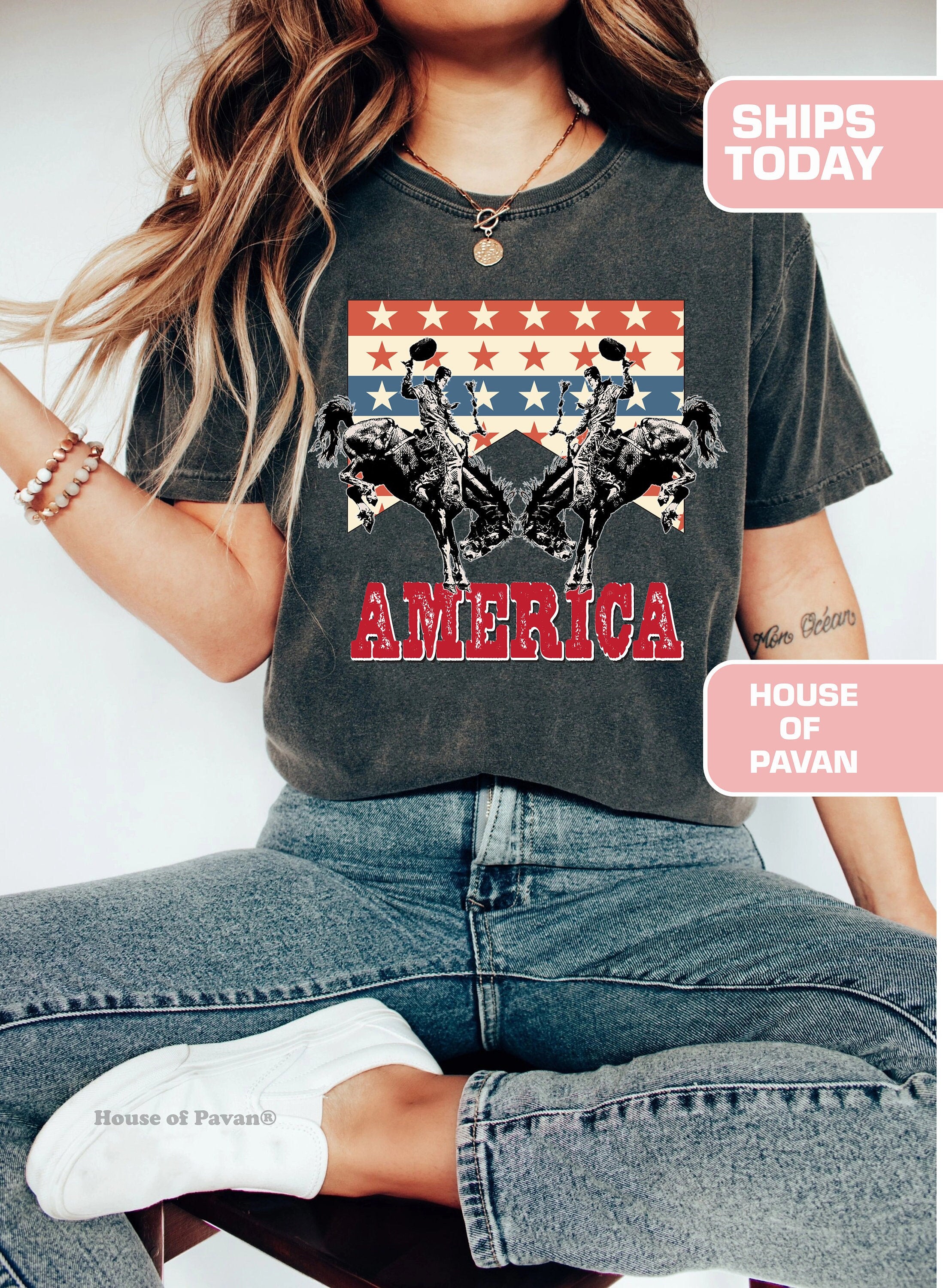 Western American Rodeo Comfort Colors Vintage Inspired Tee Western Western Country Music (1)