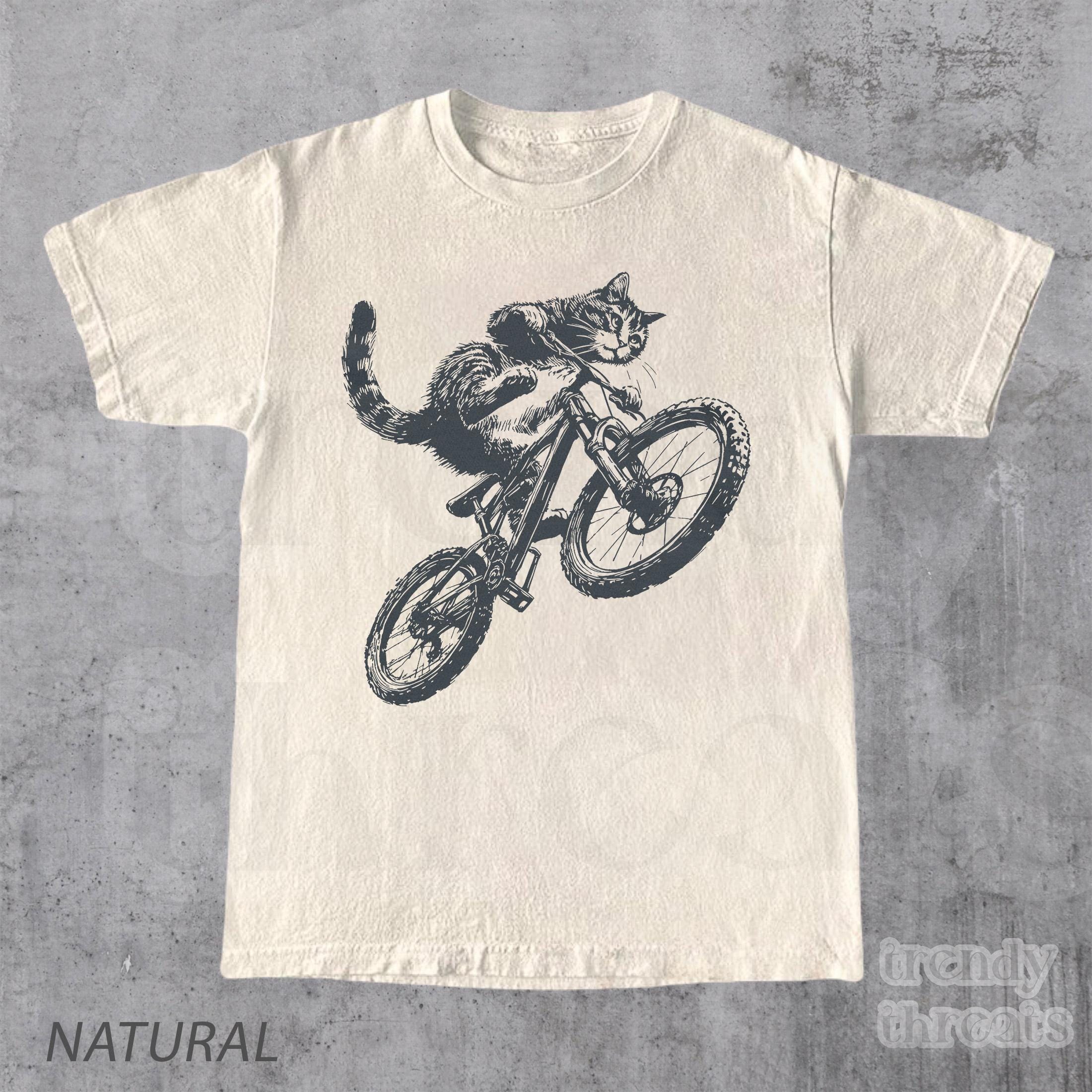 Cat Riding Bicycle Kitten Cat Lover Tee Bikers Cat Parents (1)