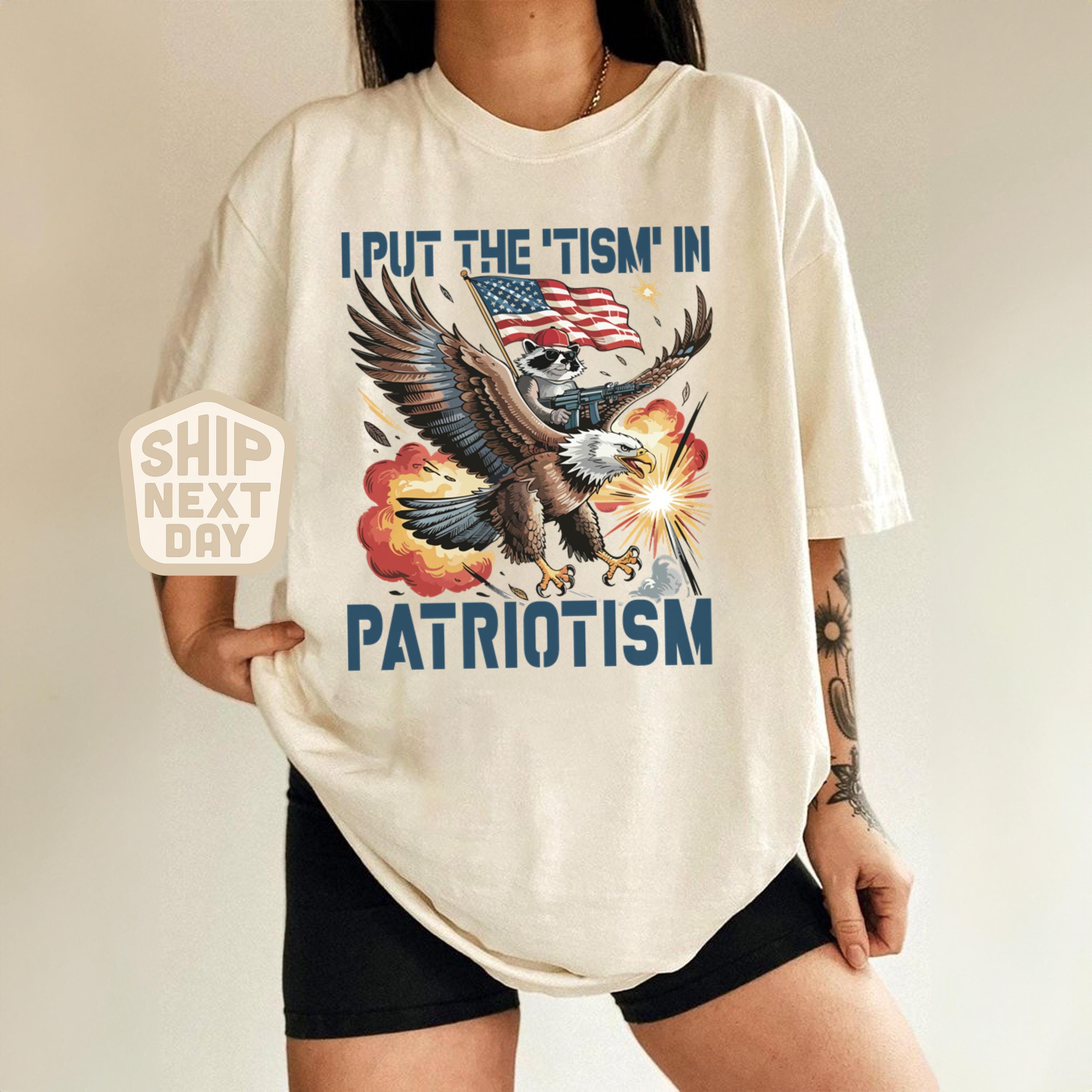Put Tism Patriotism American Flag Bald Eagle 4th July Humor Usa Patriotic (1)