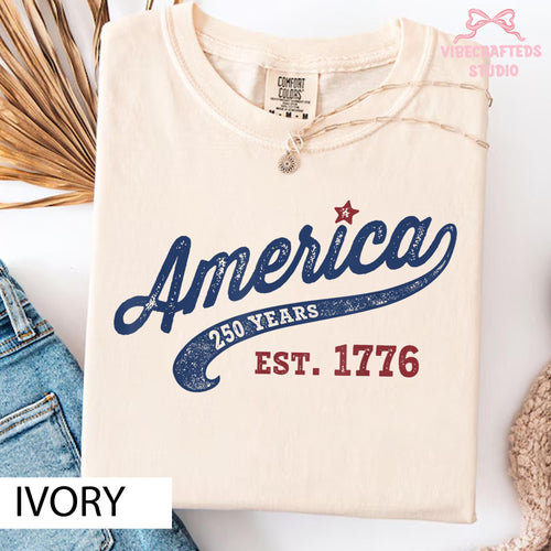 America 250 Years Est 1776 Comfort Colors Vintage Patriotic America Tee Retro Fourth July Usa Americana Independence Day (1)