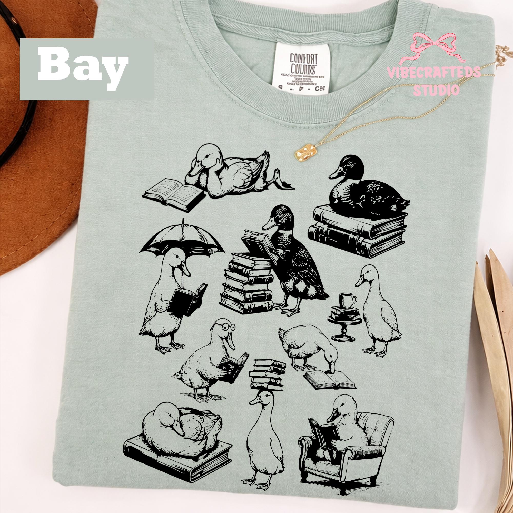 Reading Ducks Comfort Colors Book Lover Duck Tee Vintage Duck Reading Books Cottagecore Reader Tee Librarian (2)