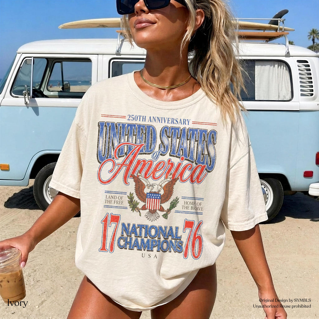 July 4th 1776 National Champions America 250th Anniversary Oversized Tee Distressed Americana (2)