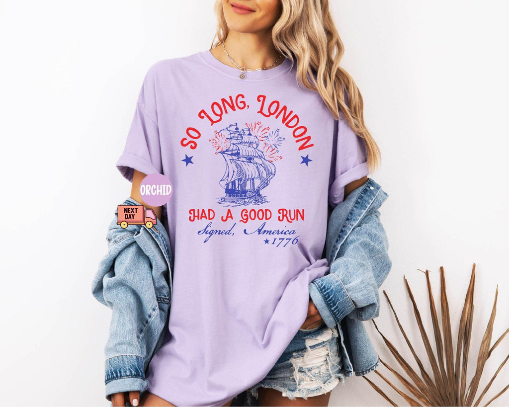 Comfort Colors Long London Good Run 4th July Patriotic Fourth July Tee July 4th (2)