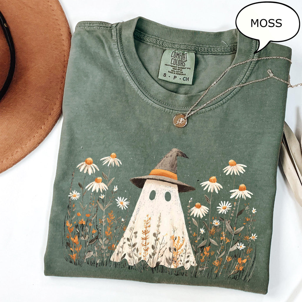 Comfort Colors Ghost Floral Ghos Retro Halloween Fall Halloween Daisy Flower (2)