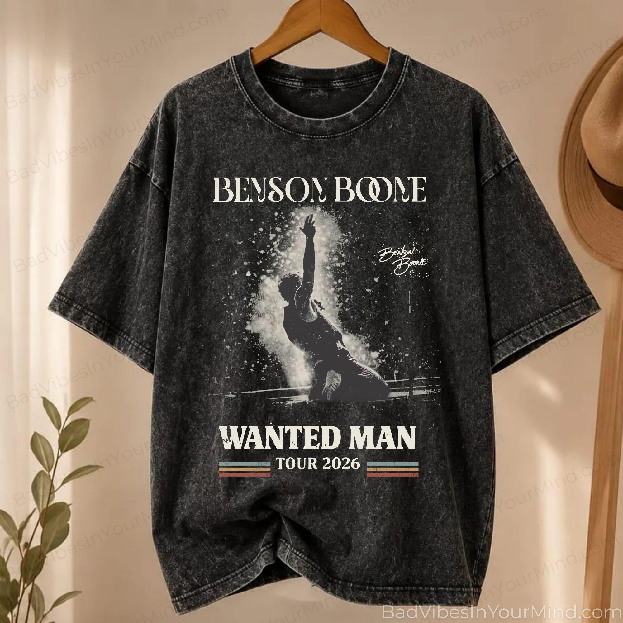 Benson Boone Wanted Man Tour 2026 Wash Benson Boone Comfort Color Retro Concer Vintage Music Fan (2)