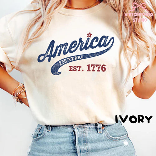 America 250 Years Est 1776 Comfort Colors Vintage Patriotic America Tee Retro Fourth July Usa Americana Independence Day (2)