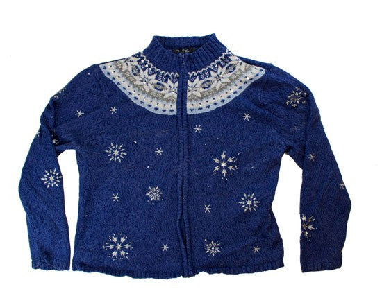 Silver Snowflakes-Medium Christmas Sweater