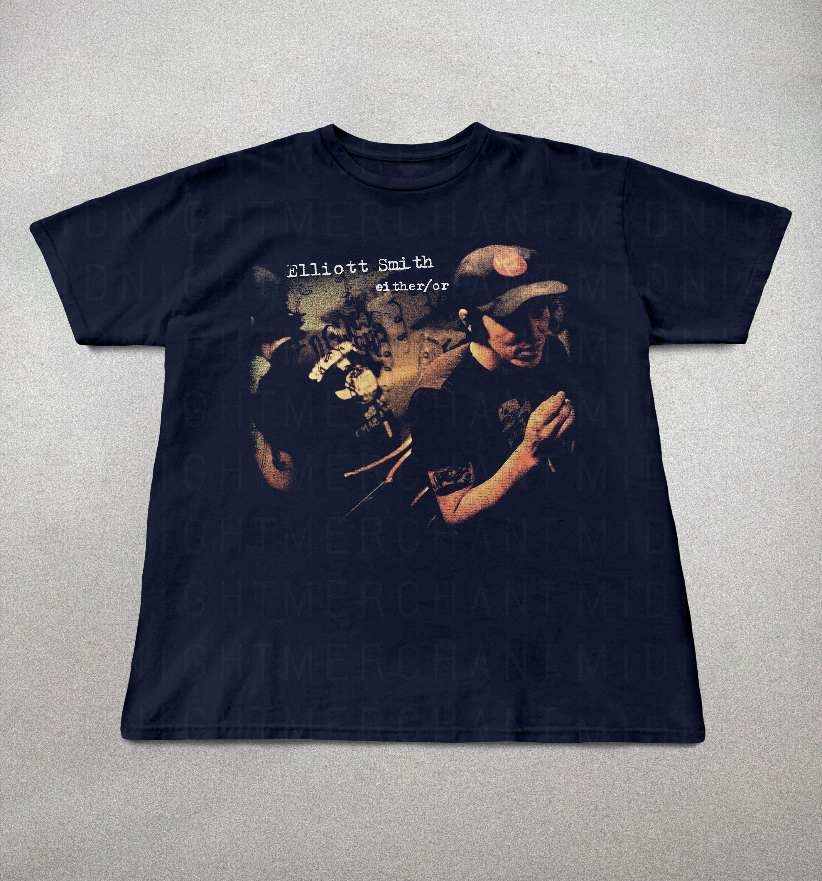 Elliot Smith Either Indie Folk Retro 90s Elliot Smith Alt Rock Tee 90s Band Tee (3)