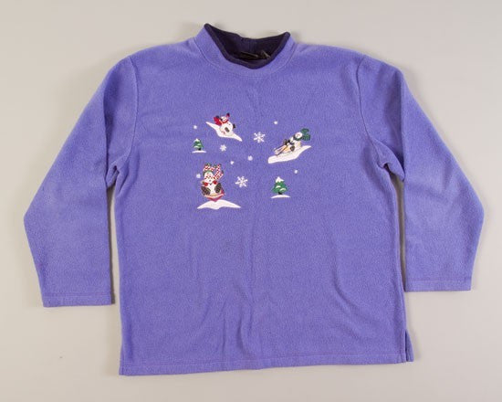 Sledding Snowmen-Large Christmas Sweater
