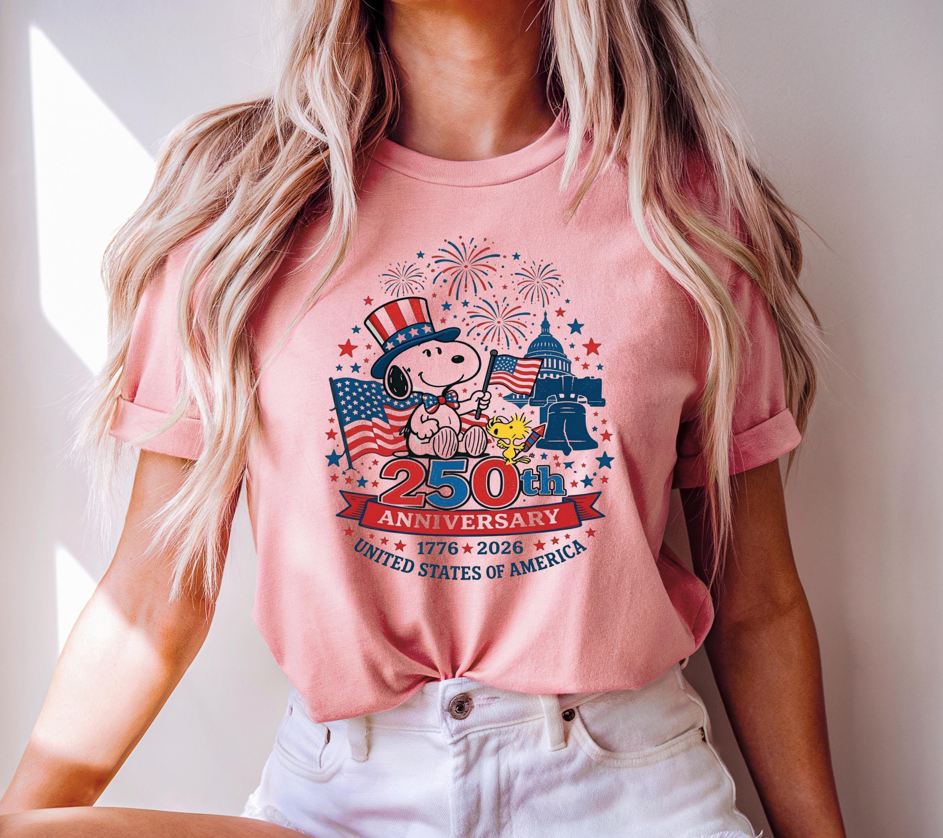 Snoopy America 250 Anniversary Patriotic Dog Cartoon Tee America Celebration (4)