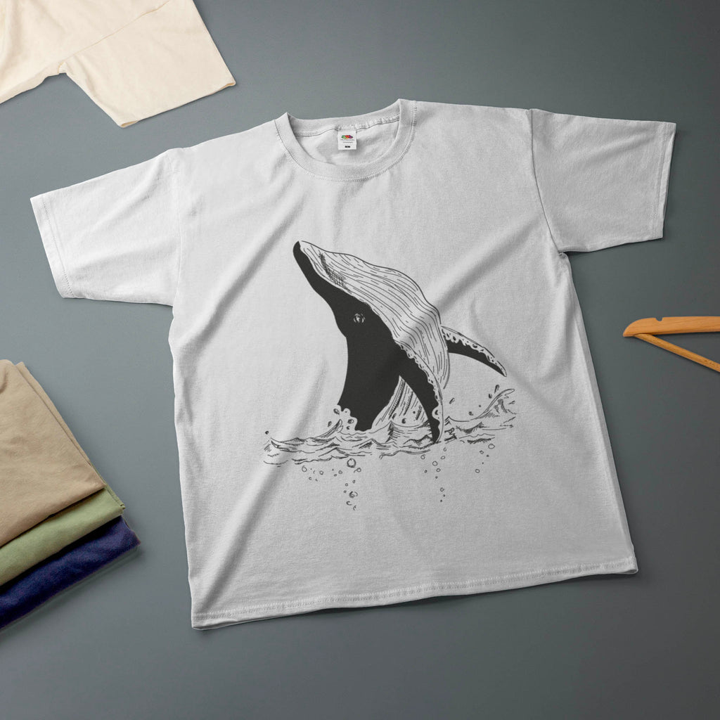 Whale Ink Drawing Various Sizes Colours Tee Unisex T-shirt, Sweatshirt, Hoodie (4)