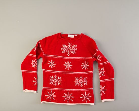 White Snowflakes on Red-Small Christmas Sweater