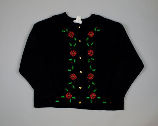 Red Flowers-Medium Christmas Sweater