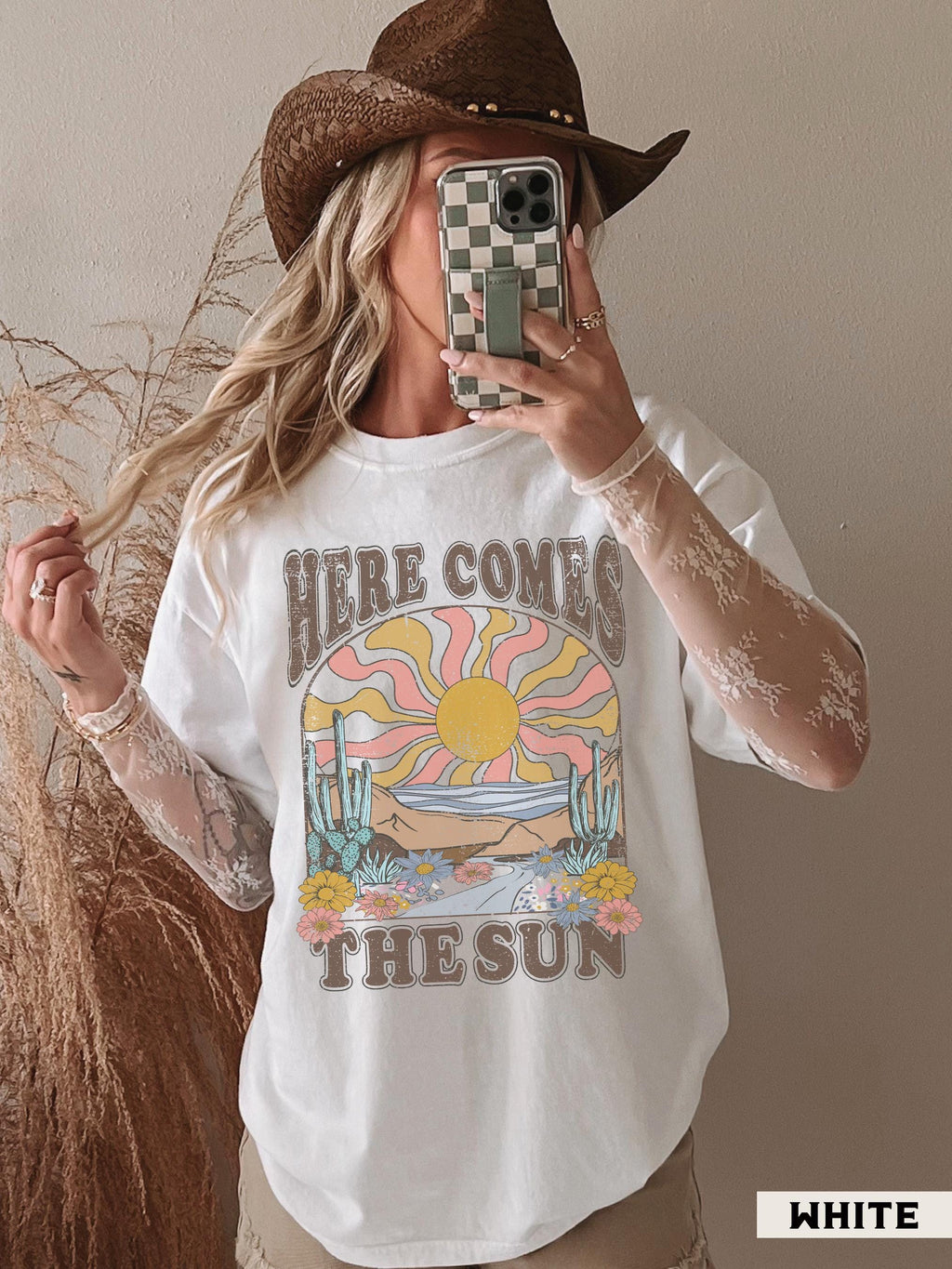 Here Comes Sun Comfort Colors Retro Desert Sunset Boho Western (5)