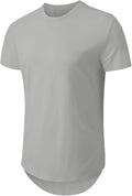 Men's Hip Hop Wave Round Hem T-Shirt Round Neck Cotton Casual Fashion Top
