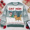 Cat Mom Cat Dad - Cat Personalized Custom Ugly Sweatshirt - Unisex Wool Jumper - Christmas Gift For Cat Lovers