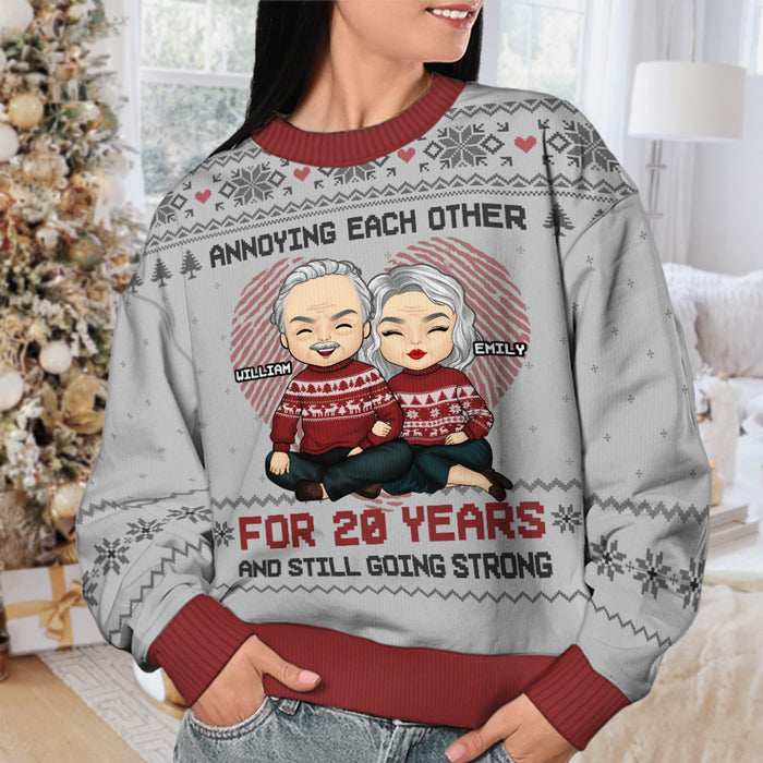 Annoying Couple For Years - Personalized Custom Unisex Ugly Christmas Sweatshirt, Wool Sweatshirt, All-Over-Print Sweatshirt - Gift For Couple, Husband, Wife