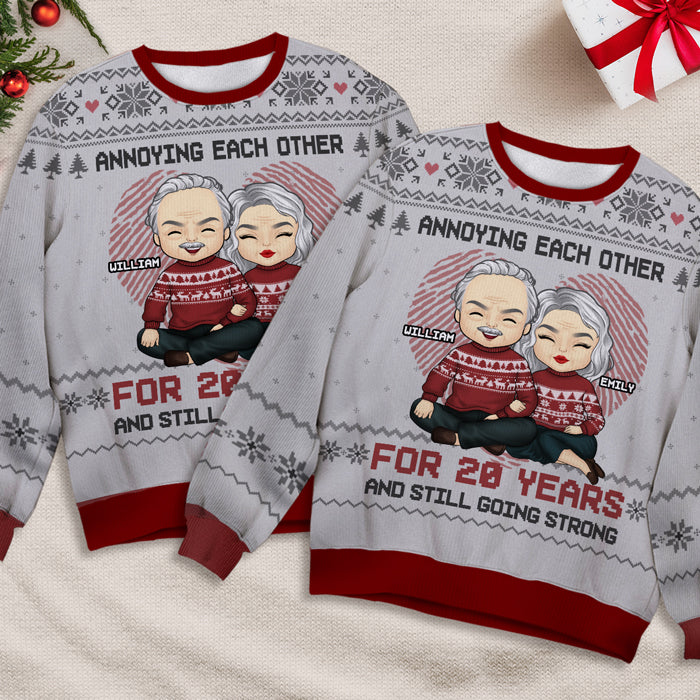 Annoying Couple For Years - Personalized Custom Unisex Ugly Christmas Sweatshirt, Wool Sweatshirt, All-Over-Print Sweatshirt - Gift For Couple, Husband, Wife