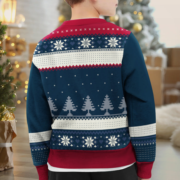 Christmas Is All About The Family Brother, Sister - Family Personalized Custom Ugly Sweatshirt - Unisex Wool Jumper - Christmas Gift For Brother, Kids