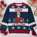 Christmas Is All About The Family Dad, Mom - Family Personalized Custom Ugly Sweatshirt - Unisex Wool Jumper - Christmas Gift For Dad
