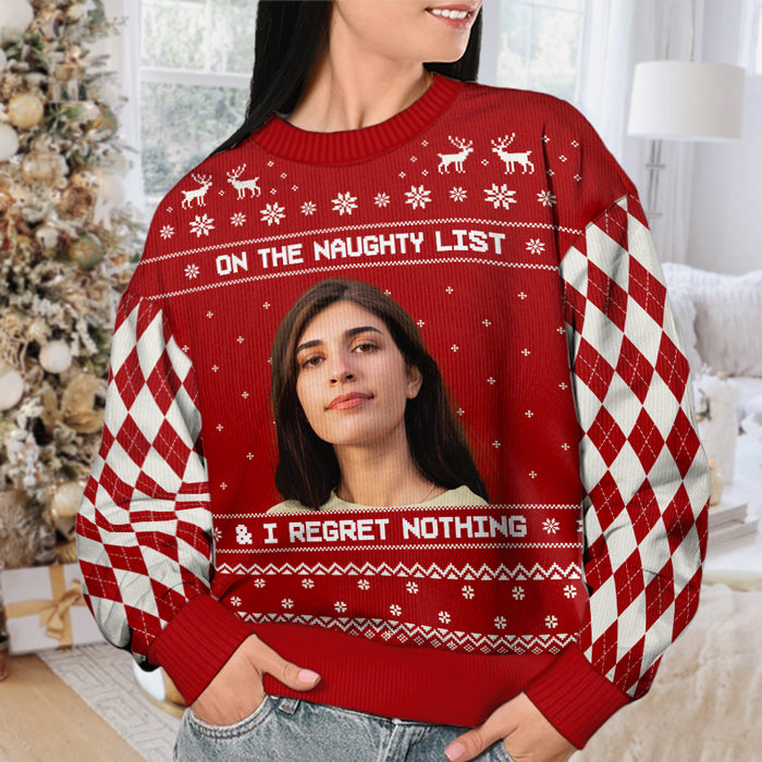 All I Want For Christmas - Personalized Custom Unisex Ugly Christmas Sweatshirt, Wool Sweatshirt, All-Over-Print Sweatshirt - Upload Image, Gift For Husband, Couple