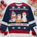 Christmas Cats - Personalized Custom Unisex Ugly Christmas Sweatshirt, Wool Sweatshirt, All-Over-Print Sweatshirt - Gift For Cat Lovers, Pet Lovers