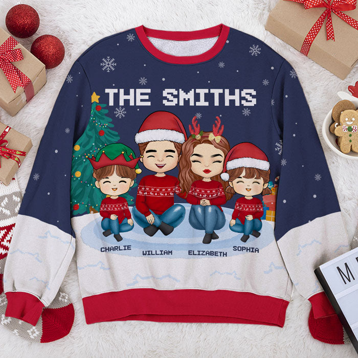 Christmas Is A Time For Family Kid - Family Personalized Custom Ugly Sweatshirt - Unisex Wool Jumper - Christmas Gift For Family