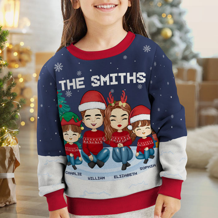 Christmas Is A Time For Family Kid - Family Personalized Custom Ugly Sweatshirt - Unisex Wool Jumper - Christmas Gift For Family