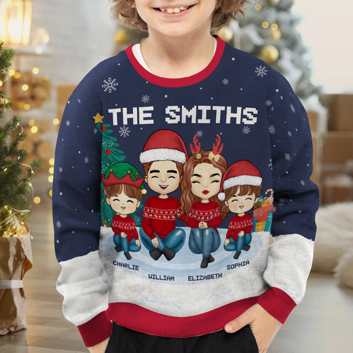 Christmas Is A Time For Family Kid - Family Personalized Custom Ugly Sweatshirt - Unisex Wool Jumper - Christmas Gift For Family