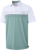 Golf Shirts for Men Dry Fit Performance Chest Print Color Block Moisture Wicking Casual Short Sleeve Polo Shirts