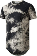 Mens Hip Hop Tie-Dyed Hipster Curve Hem T Shirt