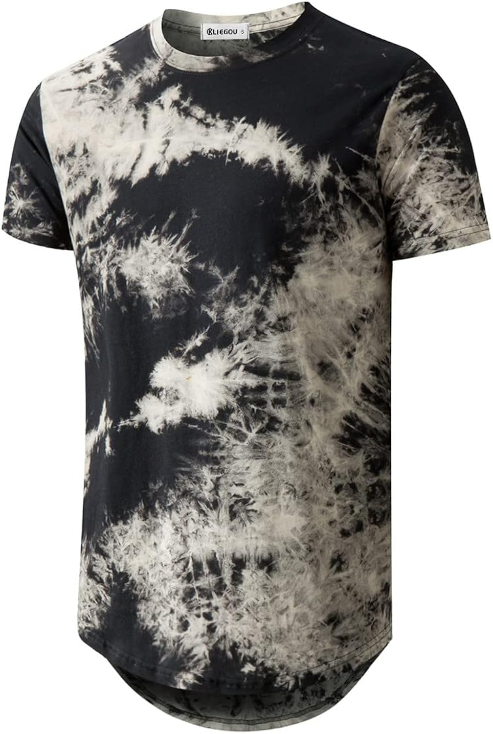 Mens Hip Hop Tie-Dyed Hipster Curve Hem T Shirt