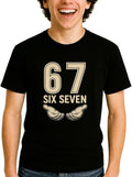 Six Seven 6 7 Meme T-Shirt - Funny Black Short Sleeve Graphic Tee for Teens Youth & Adult Unisex