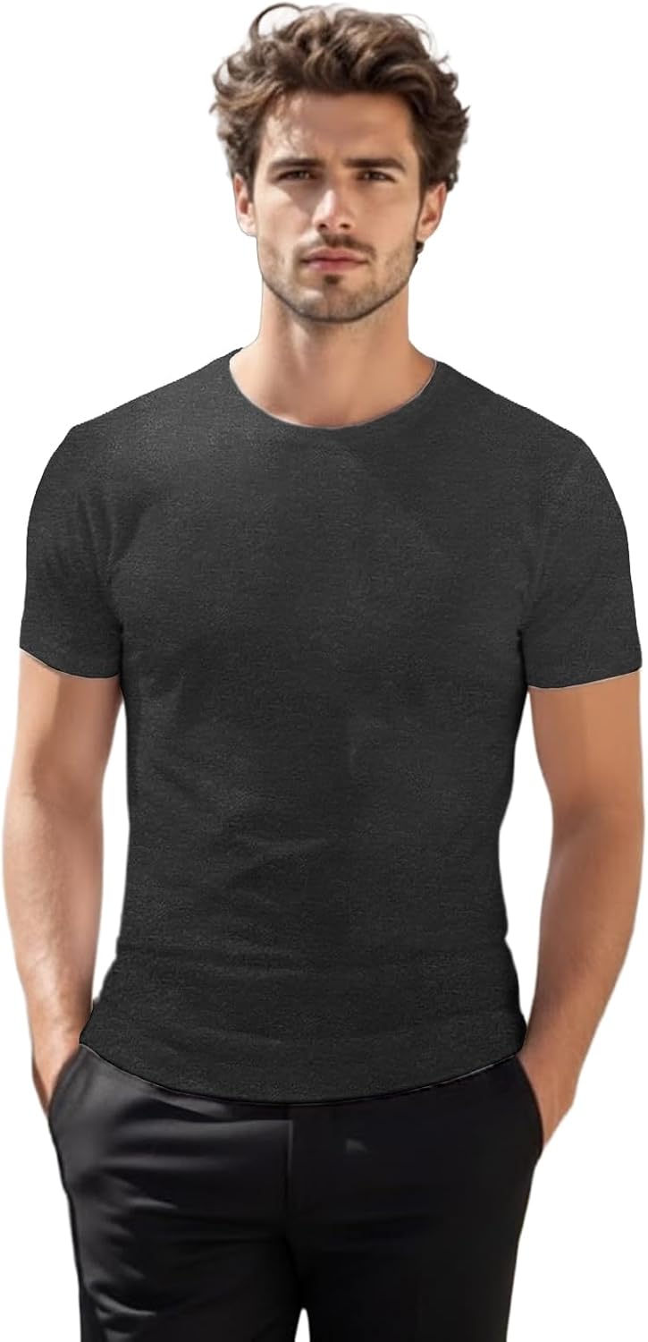 Mens Casual Slim Fit Short Sleeve T-Shirts Soft Lightweight V-Neck/Crew-Neck Size XS to 3XL