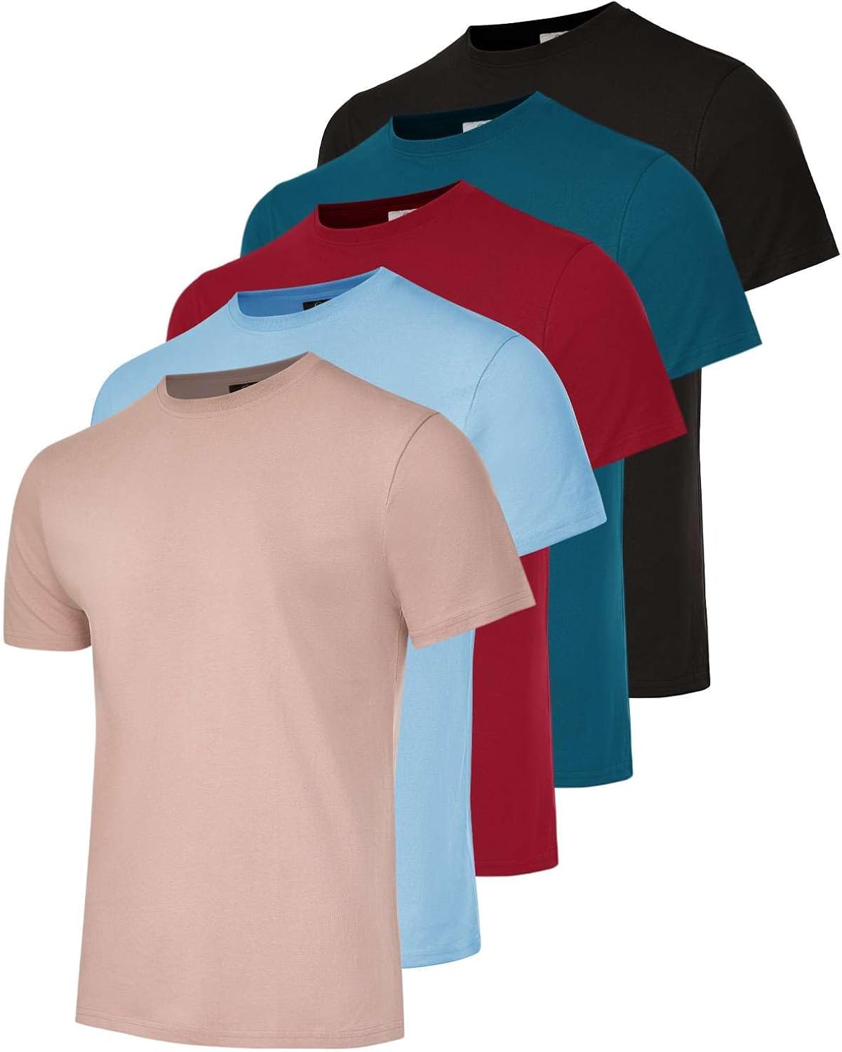 5 Pack: Men’s 100% Cotton Casual T-Shirts Plain Jersey Shirts Fashion Tees (Big & Tall Available)