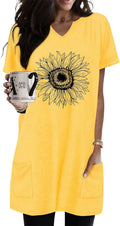 Women's Short Sleeve Tunic Tops Summer for Leggings Casual Long Tunics with Pockets T Shirts