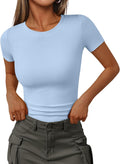 Women's Crewneck Ribbed Knit Fitted T-Shirt