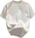 Men's Rhinestone T Shirts Glitter Crewneck Short Sleeve Casual Summer Tops Tee Shirt