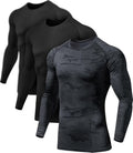 Men's UPF 50+ Long Sleeve Compression Shirts, Water Sports Rash Guard Base Layer, Athletic Workout Shirt