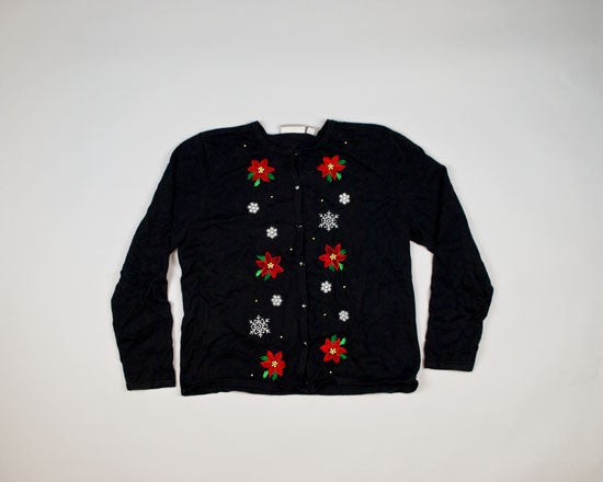 Poinsettias With Snowflakes-Small Christmas Sweater