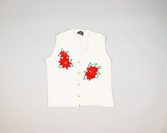 Three Poinsettias-Small Christmas Sweater