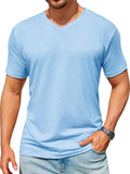 Mens T-Shirts Short Sleeve V Neck Casual Classic Shirt Summer Stretchy Regular Fit Lightweight Tees