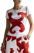 Womens Graphic T Shirt Short Sleeve Slim Fit Crewneck Tee Casual Summer Tops