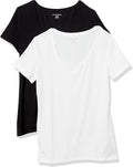 Women's Regular-Fit Short-Sleeve Scoop Neck T-Shirt, Summer Casual, Pack of 2
