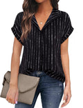 Women's Short Sleeve Chiffon Blouses for Office Work Business Attire Collared Shirts