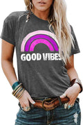 Womens Graphic Tees Short Sleeve Summer Tops Funny Letter Print Crew Neck Casual Loose Cute T Shirts