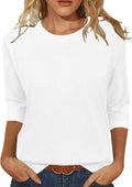 Womens Tops Casual 3/4 Sleeve Crew Neck Shirts Loose Fit Tunic Blouses Summer Tees