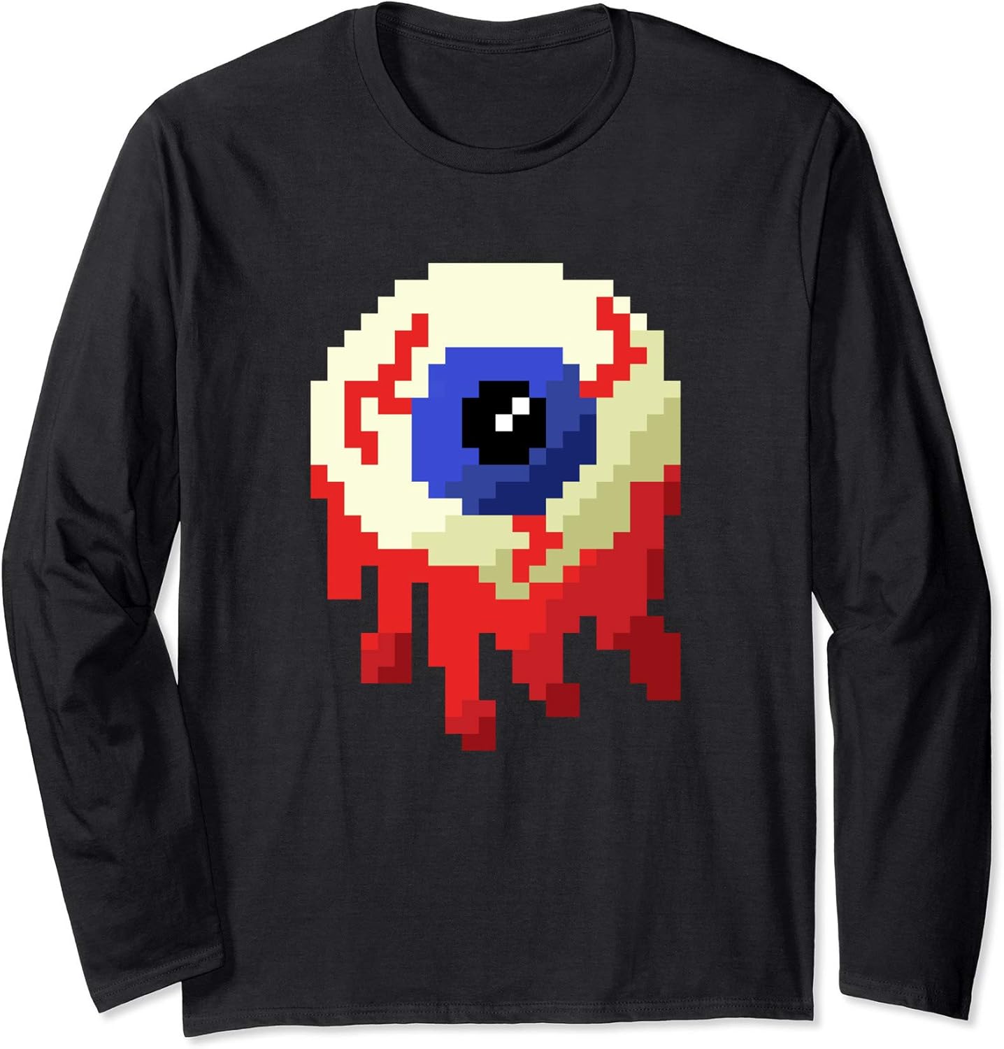 Pixel Art Eyeball Dead Zombie Eye Halloween Gamer Long Sleeve T-Shirt