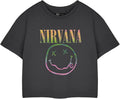 Rainbow Logo Womens Grey Cropped Short Sleeved T-Shirt